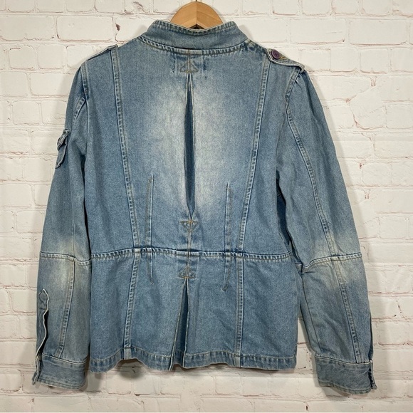 Vintage Steve Madden Jean Jacket Womens Size Large Faded Blue Buttons 90s - Picture 11 of 15